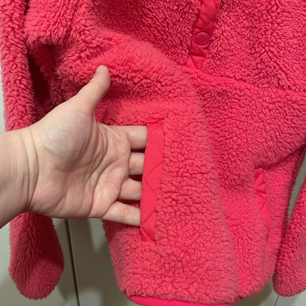 MEMBERS MARK UGC Girls Size 5/6 Pink snap up Soft Sherpa jacket pockets cozy - Picture 4 of 14